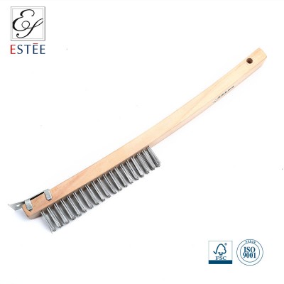 Steel Wire Brush with Long Wooden Handle Steel Head